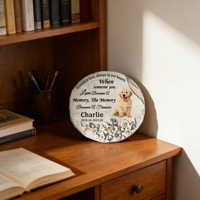 Mémorial élégant pour les amoureux des chiens, souvenir affectueux pour animaux de compagnie avec photo de Golden Retriever, nom et dates personnalisables