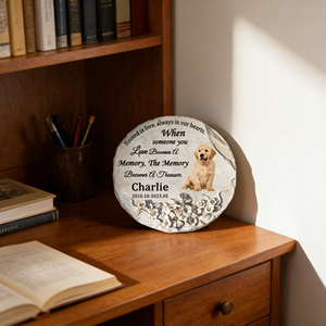 Köpek Severler İçin Zarif Anma Töreni, Altın Retriever Fotoğrafıyla Duygulu Evcil Hayvan Anma, Özelleştirilebilir İsim ve Tarihler - Product Image 4