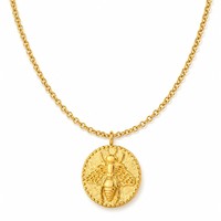 WANQI Vente en gros Collier abeille en acier inoxydable plaqué or 18K PVD, avec pendentif pièce gaufrée motif animal, design original