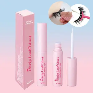 Hot Selling Pink Bottle Latex Free Eyelash Glue Adhesive Waterproof Fast Dry Strong White Strip Lash Glue with Paper Card Box