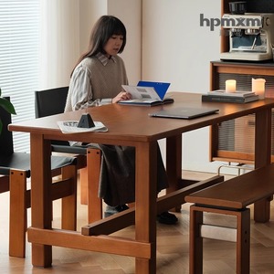 Solid Wood <b>Dining</b> <b>Table</b> Rectangle Box Frame Structure Stable Nordic Style For <b>Dining</b> Room - Product Image 4