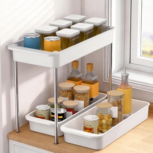2 Tier Slide Out Sink Shelf Cabinet Storage Shelves for Kitchen Bathroom <b>Under</b> Sink Organizer, Pull Out Cabinet Organizer - Product Image 3