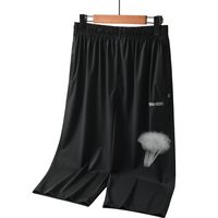 Culotte d'été décontractée pour homme Short de survêtement élastique en nylon spandex à sept points Bermuda respirant noir gris avec taille moyenne