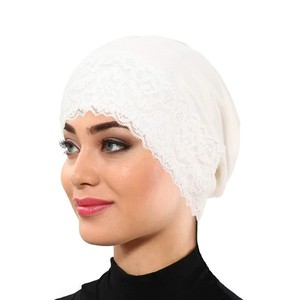 African Muslim Lady Comfortable Skin Friendly Headscarf <b>Hat</b> Exquisite Lace Design Plain Color Islamic Hijab Caps Turban - Product Image 2