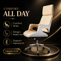Chaise de bureau de direction ergonomique de style moderne haut de gamme en cuir véritable avec dossier haut, siège pivotant réglable en hauteur
