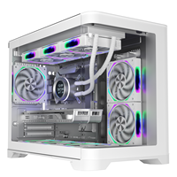Caja de PC para Juegos de Última Tendencia al por Mayor, Panel de Vidrio Curvo, Caja de Computadora de Vista Completa, Torre Media MATX, Mini ITX, para Gamers