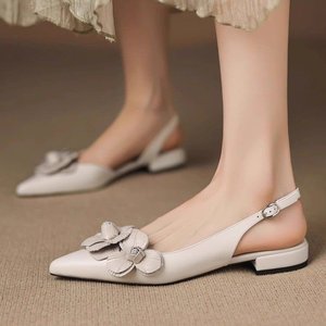 Estate con cintura piatta vuota e comoda <span class=keywords><strong>scarpe</strong></span> da donna alla moda L9998 nuovi sandali con tacco basso a punta di fiori - Product Image 3