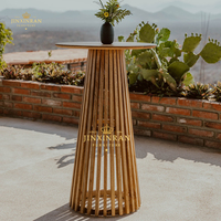 Ensemble Moderne Table Haute Ronde et Chaises de Bar en Bois Massif pour Mariage et Événements en Extérieur
