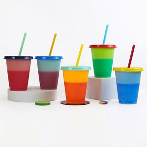 Taza Mágica de Plástico de 16 Oz con Logotipo Personalizado, Taza con Pajita de PP, Apta para Agua Hirviendo, Vaso que Cambia de Color - Product Image 3