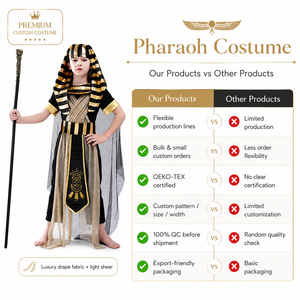 Costume de Fête de Luxe Baige pour Enfants : Robe de Fête Fantaisie pour Garçons et Filles, Déguisement de Pharaon Égyptien, Taille Personnalisée - Product Image 6