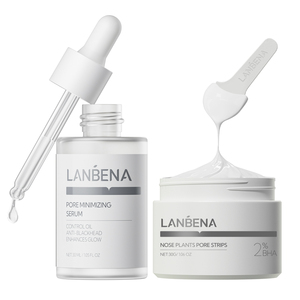 Lanbena - Nuevo Removedor de Puntos Negros con Ácido Salicílico, Suero Reductor de Poros y Tiras para Limpiar los Poros de la Nariz, Set para el Cuidado de la Piel del Rostro - Product Image 1