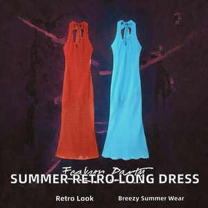 Vestido de Verano 2025 para Mujer, Estilo Casual, Cuello Tipo Capucha, Espalda Descubierta con Cordones, Sin Mangas, con Volantes de Puntos, Cintura Natural, Estilo Retro Vintage - Product Image 2