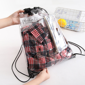 Fashion Custom Logo Clear PVC <b>Drawstring</b> Backpack Stadium Approved <b>Waterproof</b> Gym <b>Bag</b> With Mesh Pocket For Travel School Sports - Product Image 3