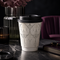 Tasse à double paroi Black Cat en papier kraft isolé, résistante à la chaleur, imprimée sur mesure, 16 oz, pour cadeaux, fête d'Halloween