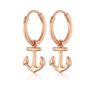 Bijoux Maimang Custom Classic plaqués <span class=keywords><strong>or</strong></span> 18 carats, argent sterling 925, créoles, pendentif ancre, boucles d'oreilles créoles pour femmes - Product Image 5