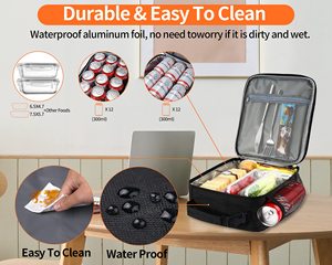 4-Layer Compact Insulated <b>Lunch</b> <b>Box</b> Bag Durable Easy-to-Clean Thermal Bag with Drink Holder <b>for</b> <b>Men</b> & Women - Product Image 5