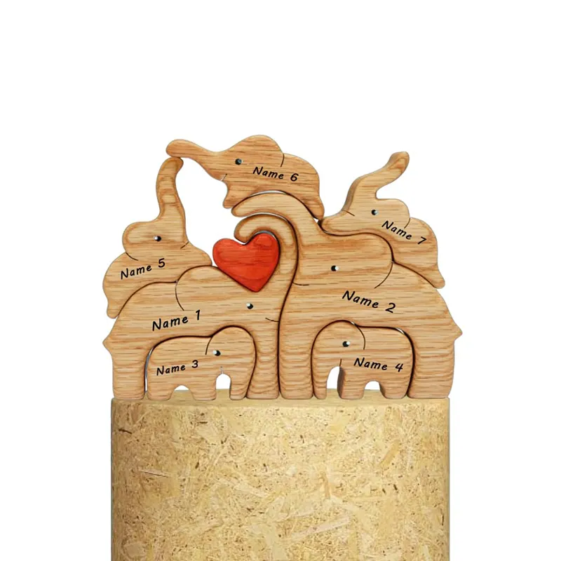 3D гравировка логотипа слон медведь семья деревянная художественная головоломка животных Пазлы для детей