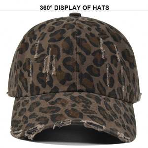 Vente en gros de casquettes de baseball vintage usées pour sports de plein air 100% coton casquettes de baseball léopard pour hommes - Product Image 3