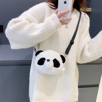Sac à bandoulière en peluche courte super douce, anti-stress, motif chat mignon de dessin animé, style sac à dos, avec jouet poupée Panda, inspiré des machines à attraper les jouets