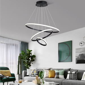 <span class=keywords><strong>Luce</strong></span> pendente appesa a cerchio per la casa in <span class=keywords><strong>ferro</strong></span> a Led 3 anelli in acrilico lampadario per illuminazione personalizzata - Product Image 5
