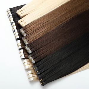 Extensions de cheveux naturels à bandes adhésives, cuticules alignées, Remy indien vierge, trame PU sans couture, grade 10A, sans perte ni emmêlement, qualité salon - Product Image 3