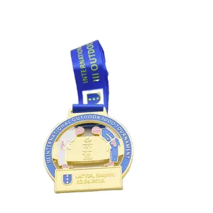 Letland Aangepaste Ontwerp Sport High Class Goud Judo Kickboksen Medailles Met Lanyard