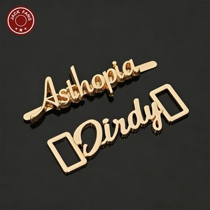 JACK FANG Custom Letter Metal 3D Embossed Logo Label For Garment Laser Cut Plated <b>Name</b> <b>Tag</b> With Chain - Product Image 4