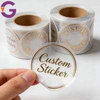 Etiquetas Redondas Personalizadas con Lámina Dorada, Etiquetas Transparentes con Impresión de Logotipo para Marca Empresarial, Etiqueta para Botellas de Cosméticos