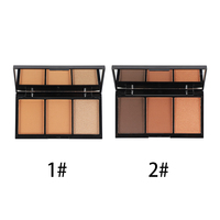 Palette de Poudre Compacte Bronzante Contour et Enlumineur 3 Teintes 24h Waterproof pour Peaux Foncées en Gros