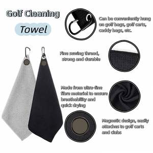 Serviette de golf promotionnelle personnalisée en microfibre gaufrée magnétique avec logo brodé - Product Image 4