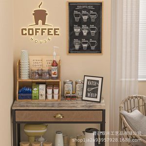 Wooden Desktop Coffee Sugar Tea Storage <b>Rack</b> With Acrylic Dividers Solid Wood <b>Shelf</b> Multipurpose Organizer Tabletop Mount - Product Image 4