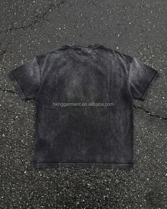 เสื้อยืดทรงบ็อกซี่สไตล์วินเทจฟอกสีซีดแบบย้อนยุค ขาดรุ่ย ขาดเซอร์ๆ สำหรับผู้ชาย ผ้าฝ้ายโอเวอร์ไซส์ - Product Image 2