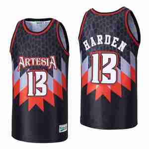 Street Basketball Jersey Embroidery Stitched Sublimation US Size Irish Los Angeles Artesia Black Red Men Breathable Uniform - Product Image 5