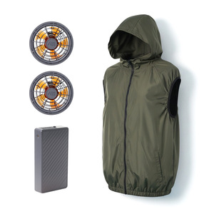 Fan Cooling Vest Slim Fit <b>Thin</b> Straight Hem Outdoor Sports Summer Casual With <b>Hoodie</b> Air Conditioning Clothing - Product Image 5