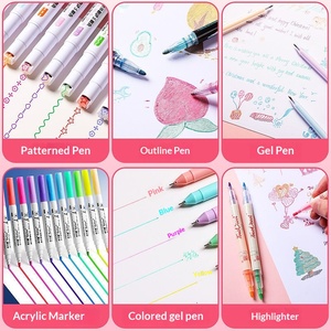 Marcadores con Diseño Floral para Estudiantes, Tinta Permanente, Diseño de Líneas Onduladas, Plástico, 4 Colores para Cuadernos y Delineado Colorido - Product Image 4