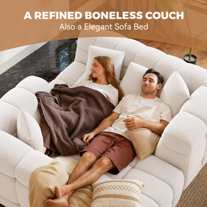 Modern Boneless Chenille L-Shaped Couch Oversized Cloud-Like <b>Sofa</b> Bed with Deep Seats for Living Room Large Space - Product Image 3