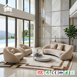 High End Modern Luxury Curved Boucle Velvet <strong>Sofa</strong> Set with Sponge Filled <strong>Cushions</strong> <strong>for</strong> Apartment and Villa Living Rooms Interior - Product Image 2
