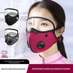 Masker Mulut Sepeda Listrik Lari Luar Ruangan Olahraga Tahan Debu Tahan Angin Anti Kabut Katup Pernapasan Karbon Aktif Tahan Air Uniseks - Product Image 2