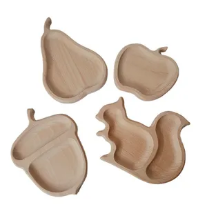 Wooden Serving sorting Tray pear acorn shape plate board wood Montessori sensory toys bin