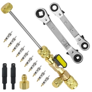 <span class=keywords><strong>Llave</strong></span> de Trinquete Cuadrada de <span class=keywords><strong>Doble</strong></span> Cabeza, Juego de Llaves de Desmontaje Rápido para Válvulas de Aire Acondicionado - Product Image 1