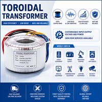 Transformador de Núcleo Toroidal Plano de 45-0-45-24-0-24-50-0-50V, Convertidor de CA a CA Elevador/Reductor