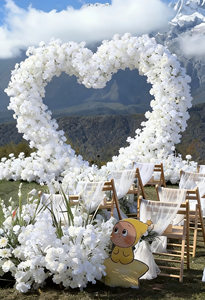 <span class=keywords><strong>Arche</strong></span> de fleurs artificielles en édition limitée saisonnière, toile de fond en soie avec roses rouges en forme de cœur pour la décoration de mariage et de fête - Product Image 2