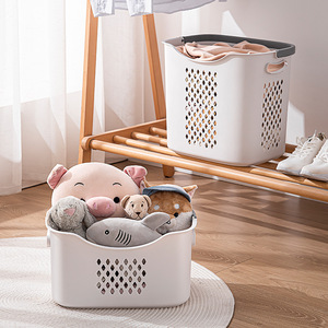 Cesto per Bucato a Due Livelli in Plastica PP, Ecologico, Antipolvere, con Scomparti Separati per Vestiti Sporchi, per Bagno - Product Image 1