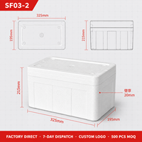 Boîte en mousse EPS SF03 2 en polystyrène expansé 325x215x195mm, conteneur de transport de poisson à hauteur supérieure pour la réfrigération des palourdes et des moules