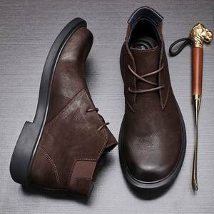 รองเท้าบูทสั้นหนังแท้ทรงเรโทรสุดฮิต ดีไซน์ทันสมัย ใส่ได้หลากหลายโอกาส หัวมน - Product Image 1