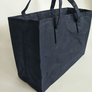 <span class=keywords><strong>Toile</strong></span> cirée Stand UP Shopping Sac fourre-tout fait à la main Sac d'épicerie solide Extra Large Carryall Sac à bandoulière - Product Image 2