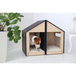 Pet Pet için Modern ev iç mekan mobilyası çift kapı ahşap kedi köpek evi mağara Mat köpekler kediler ahşap köpek kulübesi sandık Pet yatak - Product Image 6