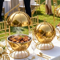 Plat de service de luxe noir et or, ensemble chauffe-plats pour buffet, idéal pour mariages, traiteurs, fêtes, hôtels et restaurants
