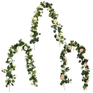 Flowering Plants Artificial Camellia Vine Silk Flower Home Decor Greenery Bouquet <b>Eucalyptus</b> Leaves Baby's Breath Vines - Product Image 2