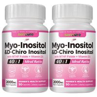 Capsules de Myo-Inositol et D-Chiro-Inositol, rapport 40:1, MTHF, Folate, Vitamine D3, pour la santé hormonale ovarienne et le soutien immunitaire des femmes adultes